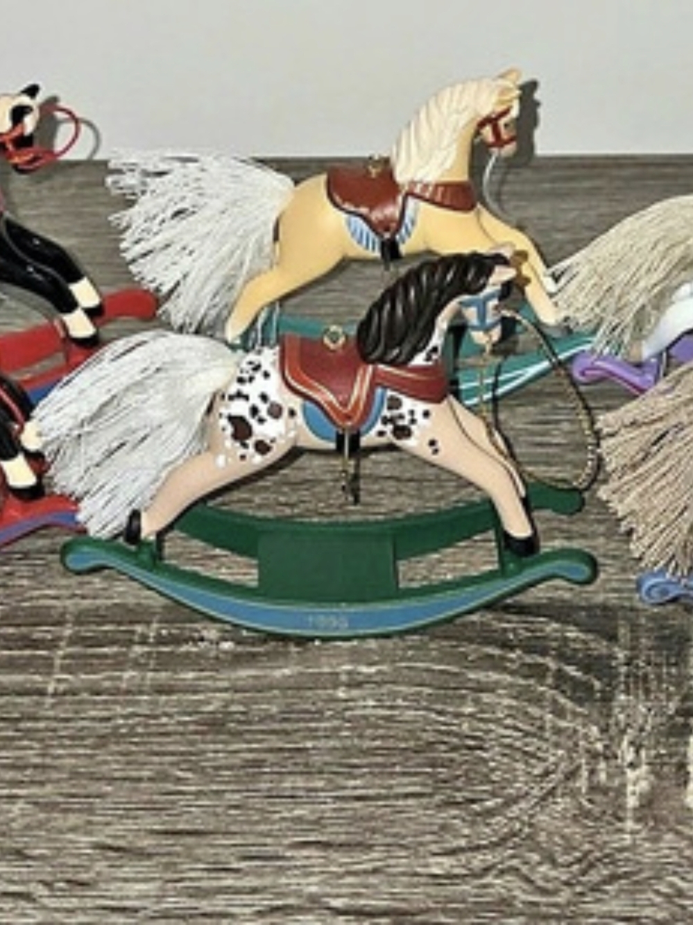 Vintage Lot of 6 Christmas Rocking Horse Ornaments Hallmark SEE DESCRIPTION 24